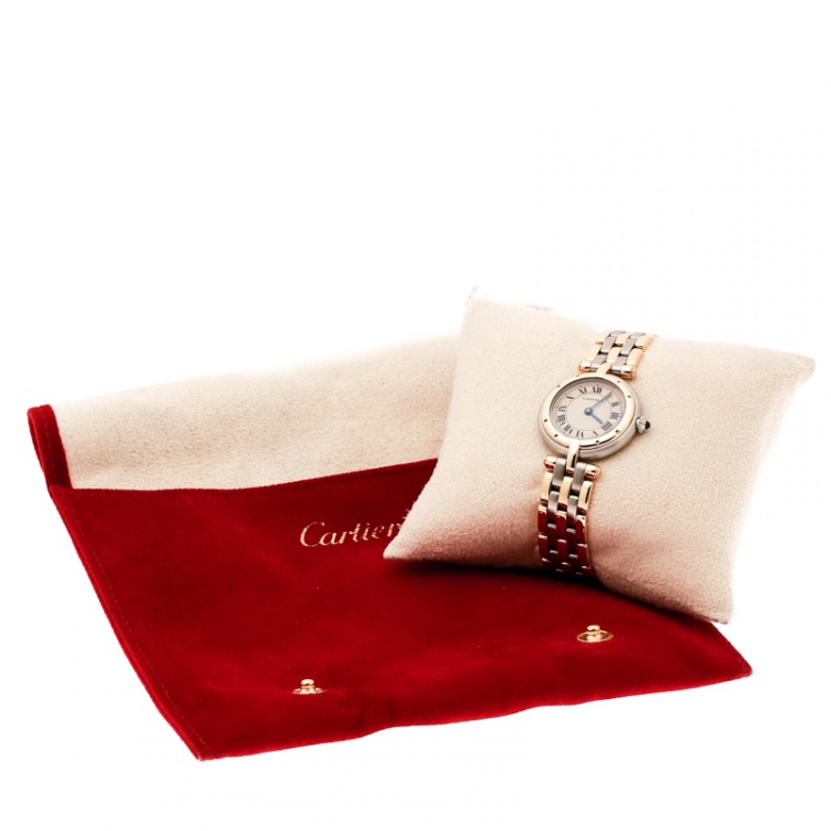مملوكة مسبقًا Cartier Beige 18K Yellow Gold Stainless Steel Panthère Vendôme 166920 Women's Wristwatch 24 mm 