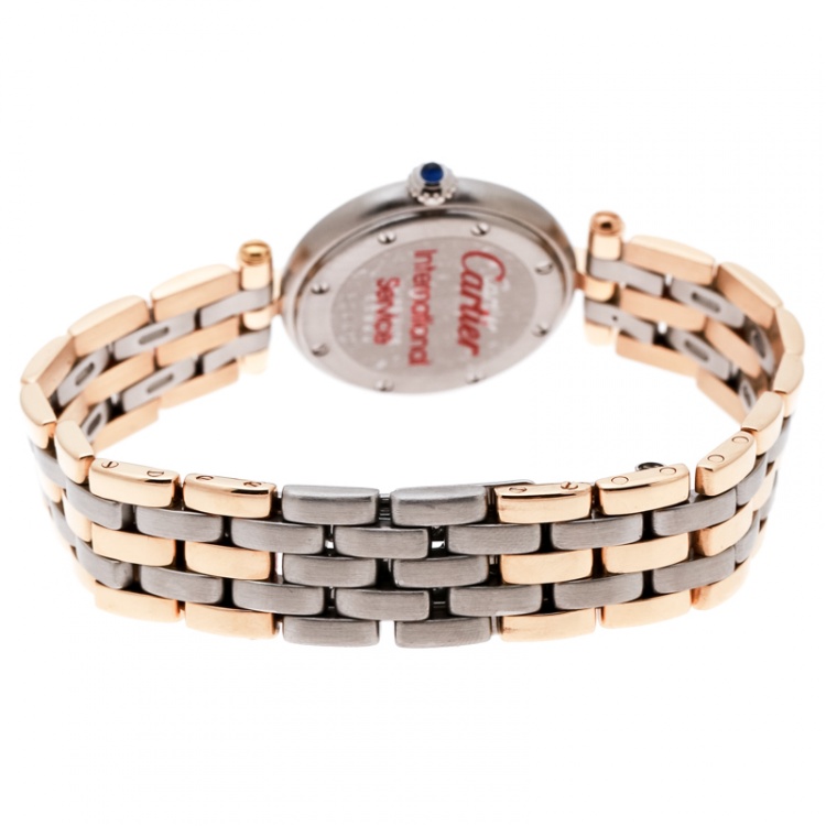 مملوكة مسبقًا Cartier Beige 18K Yellow Gold Stainless Steel Panthère Vendôme 166920 Women's Wristwatch 24 mm 