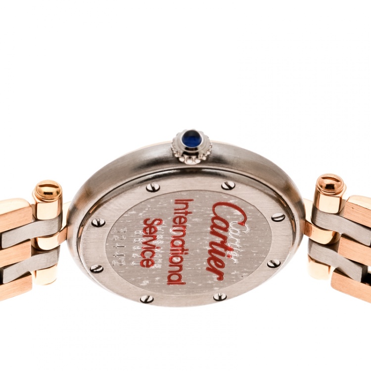 مملوكة مسبقًا Cartier Beige 18K Yellow Gold Stainless Steel Panthère Vendôme 166920 Women's Wristwatch 24 mm 