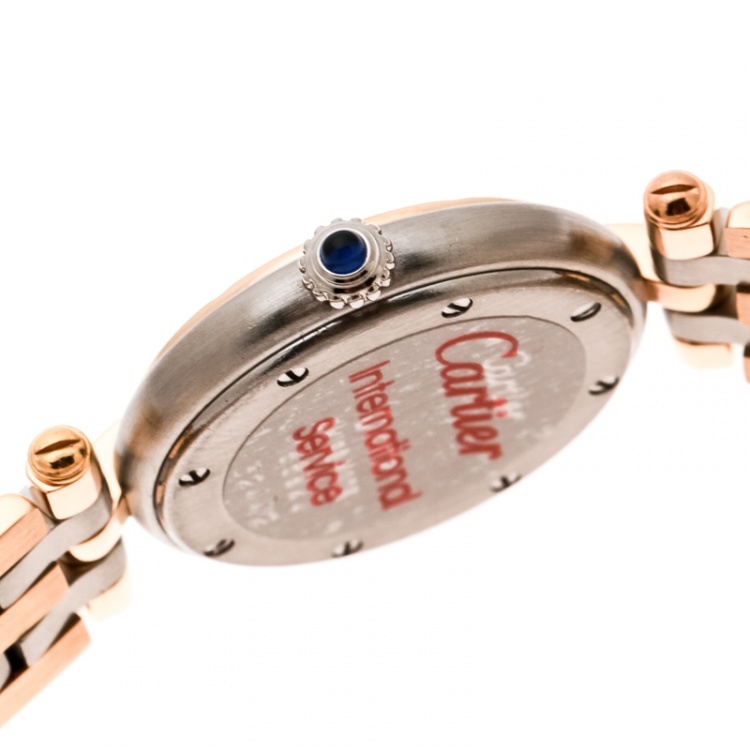 مملوكة مسبقًا Cartier Beige 18K Yellow Gold Stainless Steel Panthère Vendôme 166920 Women's Wristwatch 24 mm 