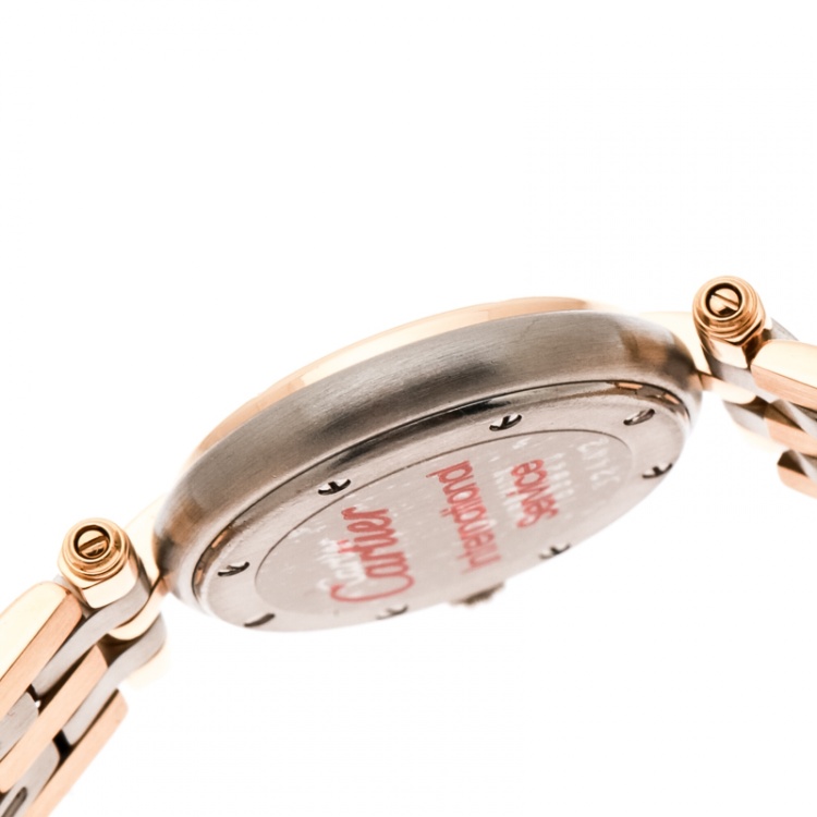 مملوكة مسبقًا Cartier Beige 18K Yellow Gold Stainless Steel Panthère Vendôme 166920 Women's Wristwatch 24 mm 
