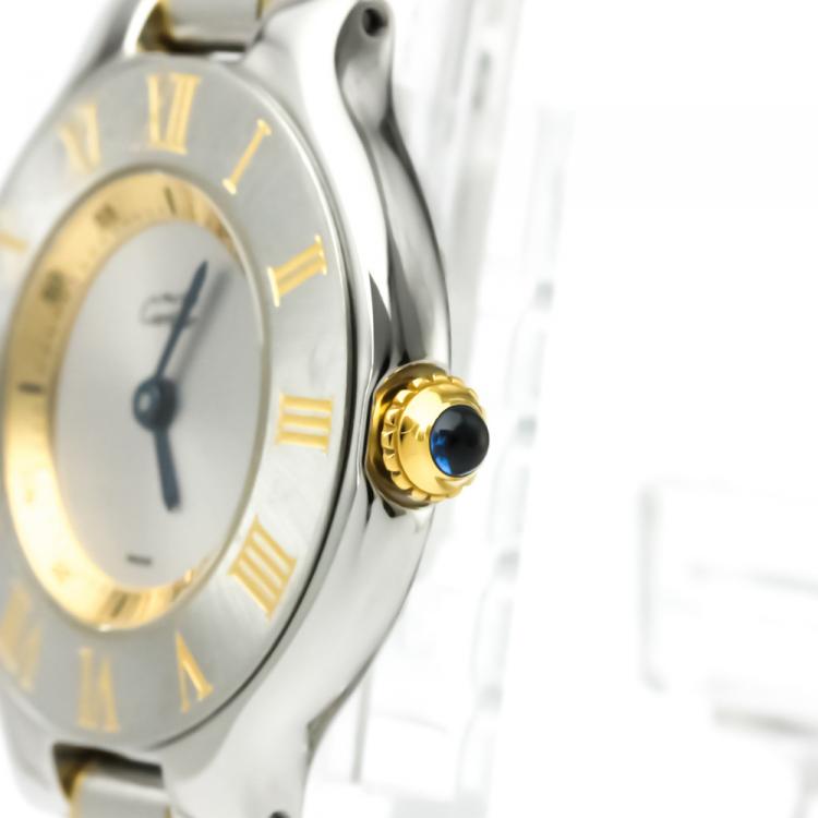 مملوكة مسبقًا Cartier Silver Stainless Steel Must 21 Women's Wristwatch 28MM