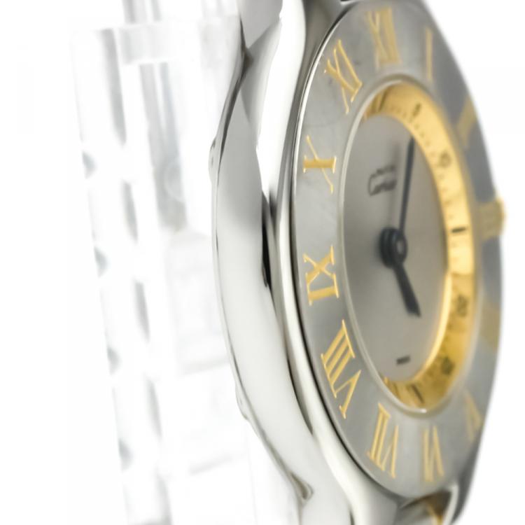 مملوكة مسبقًا Cartier Silver Stainless Steel Must 21 Women's Wristwatch 28MM