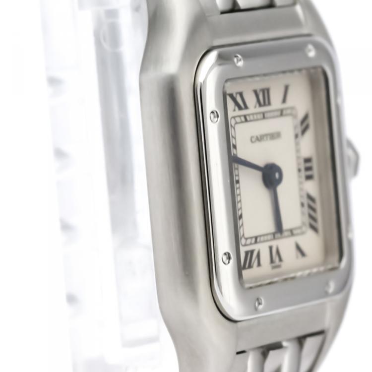Pre Owned Cartier Silver Stainless Steel Panthere de Cartier Women's Wristwatch 24MM