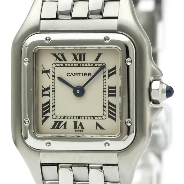 Pre Owned Cartier Silver Stainless Steel Panthere de Cartier Women's Wristwatch 24MM