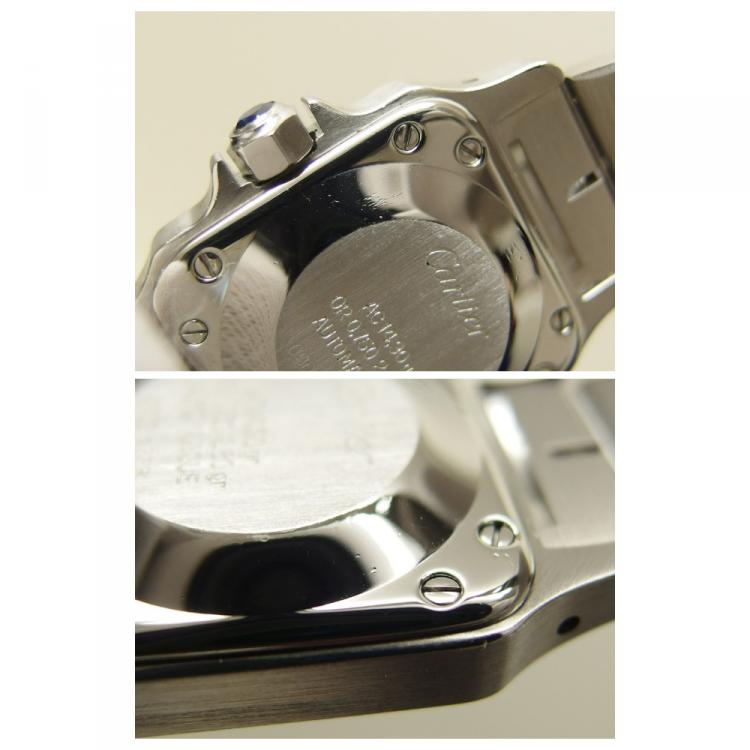 Pre Owned Cartier White 18K Yellow Gold and Stainless Steel Santos Galbee Women's Wristwatch 24MM