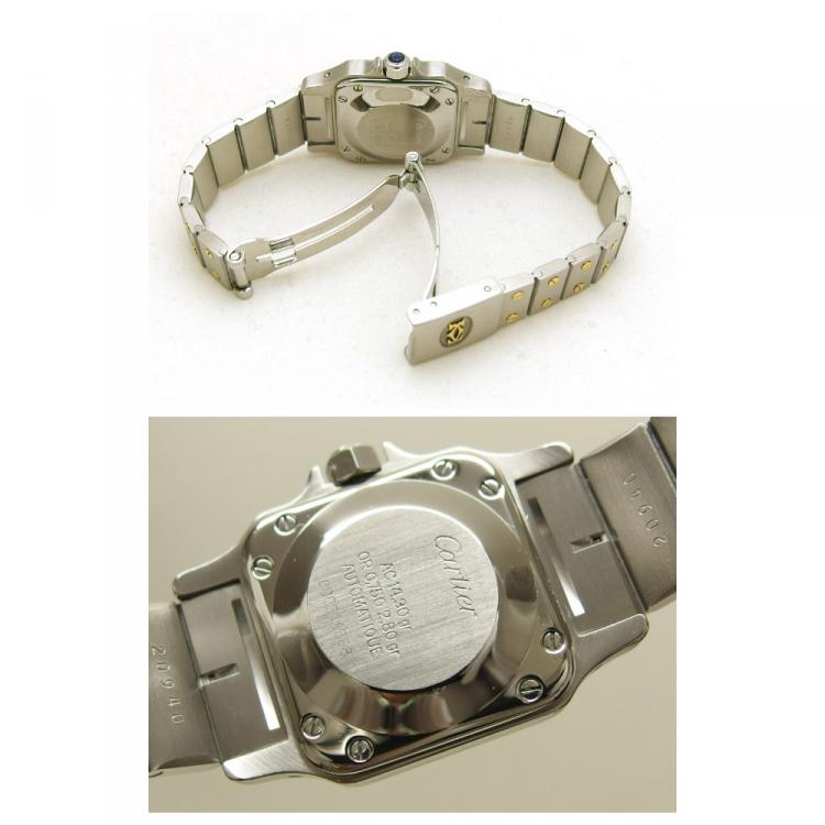 Pre Owned Cartier White 18K Yellow Gold and Stainless Steel Santos Galbee Women's Wristwatch 24MM