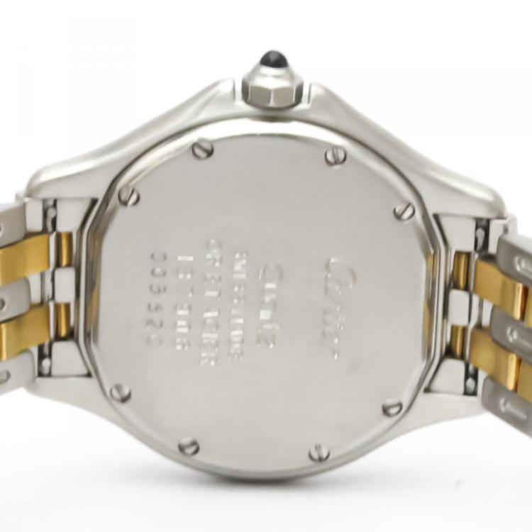 مملوكة مسبقًا Cartier White 18K Yellow Gold And Stainless Steel Panthere Cougar 187906 Women's Wristwatch 26 MM