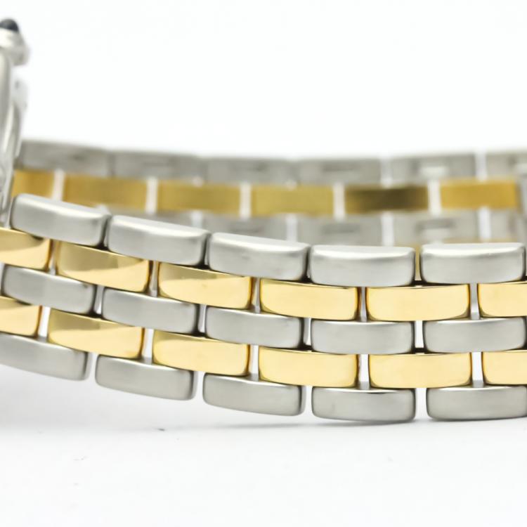 مملوكة مسبقًا Cartier White 18K Yellow Gold And Stainless Steel Panthere Cougar 187906 Women's Wristwatch 26 MM