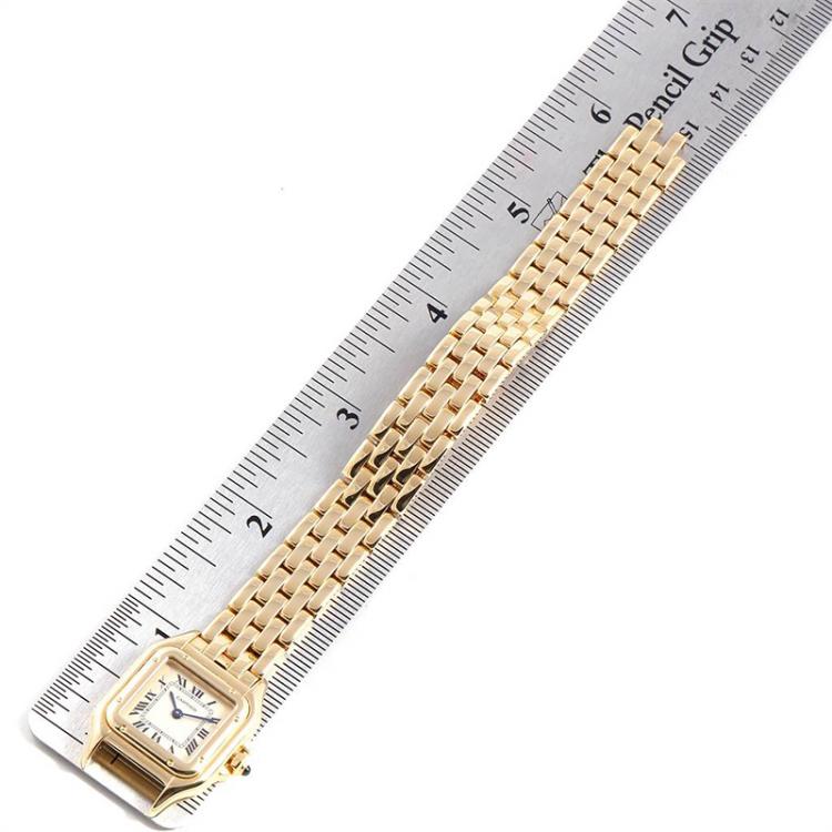 Pre Owned Cartier White 18K Yellow Gold Panthere W25022B9 Women's Wristwatch 22MM