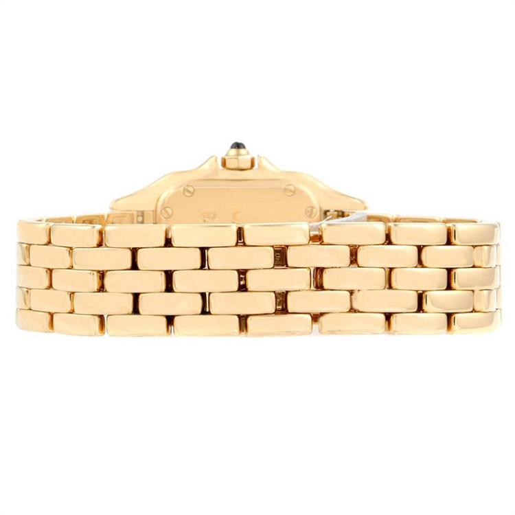 Pre Owned Cartier White 18K Yellow Gold Panthere W25022B9 Women's Wristwatch 22MM