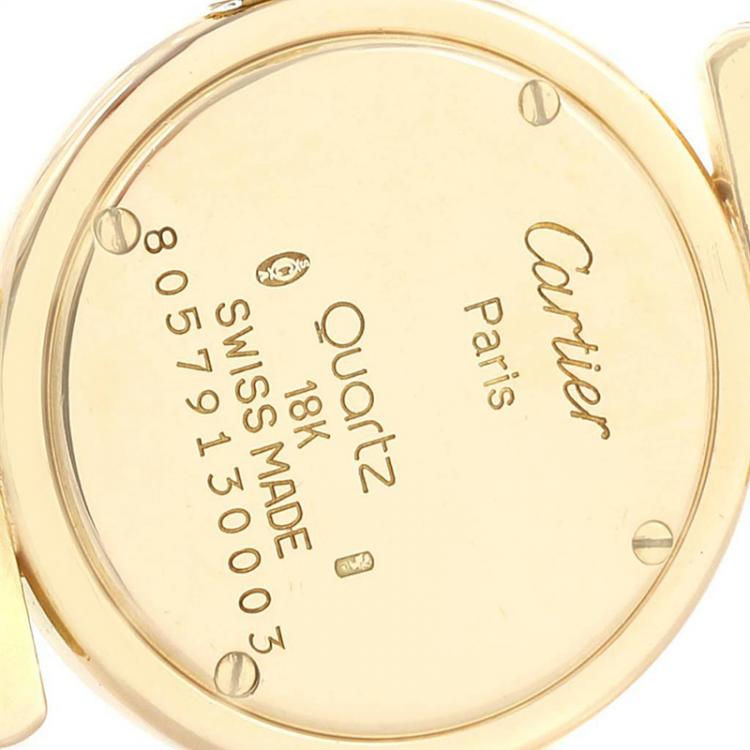 Pre Owned Cartier White 18K Yellow Gold Sapphire Colisee VLC Women's Wriswatch 24 MM