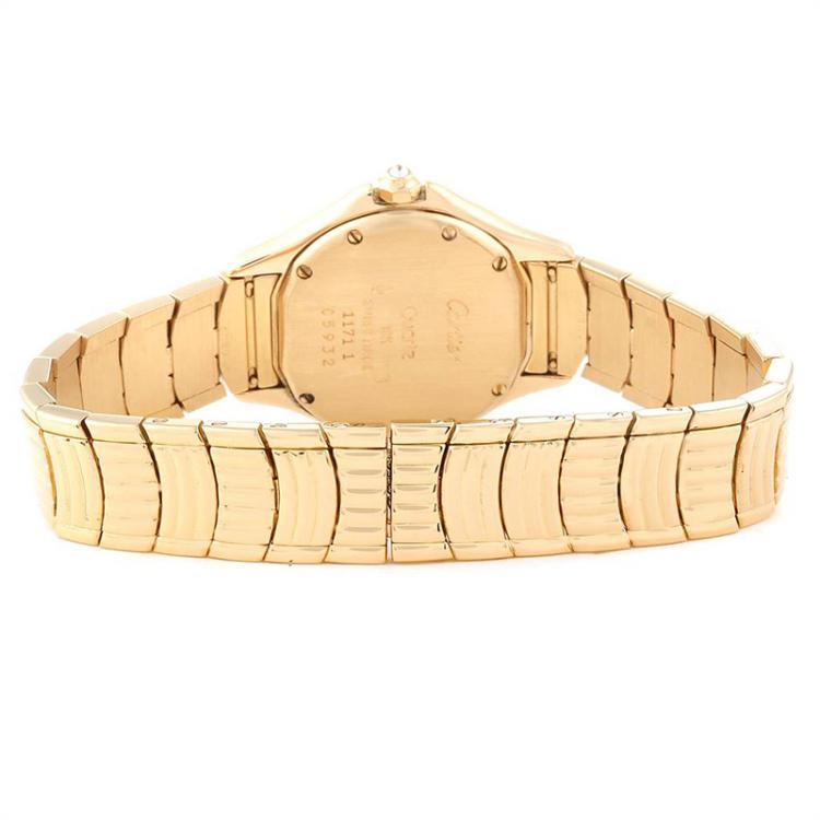 Pre Owned CartierWhite Diamonds And 18K Yellow Gold Panthere Cougar 1171 Women's Wriswatch 26 MM