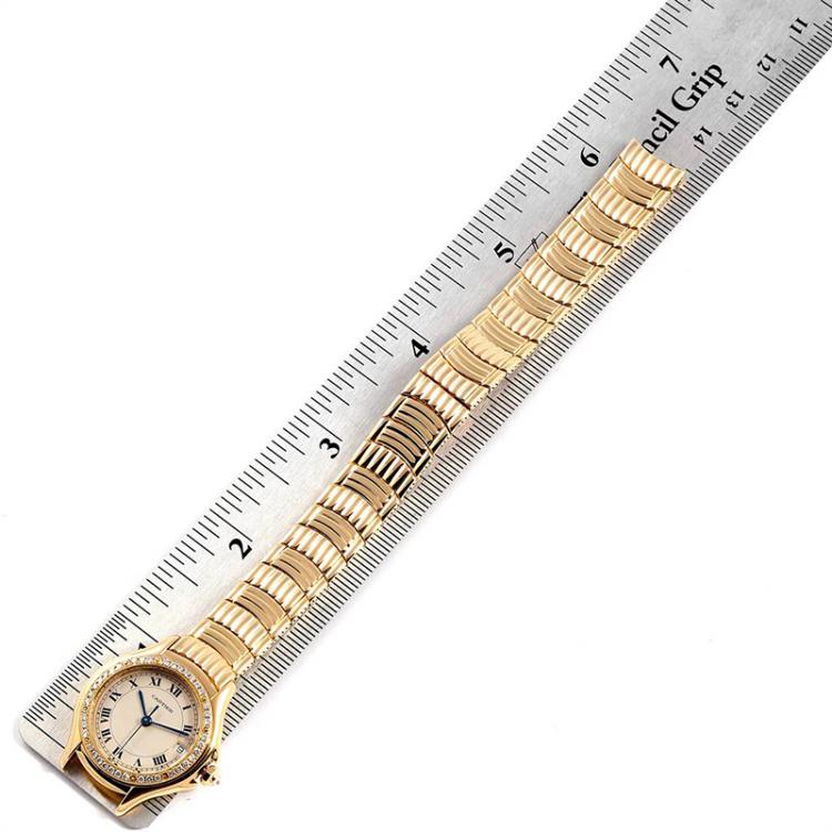 Pre Owned CartierWhite Diamonds And 18K Yellow Gold Panthere Cougar 1171 Women's Wriswatch 26 MM