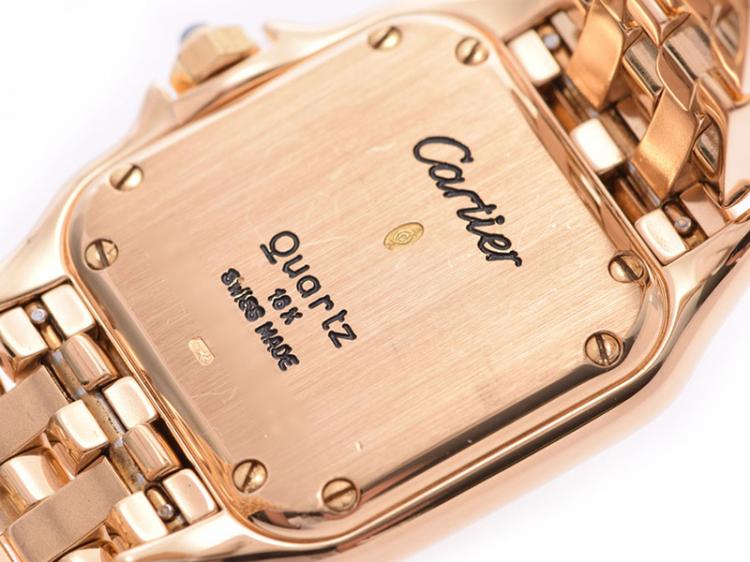 Pre Owned Cartier Silver 18K Yellow Gold Panthere Women's Wristwatch 22MM
