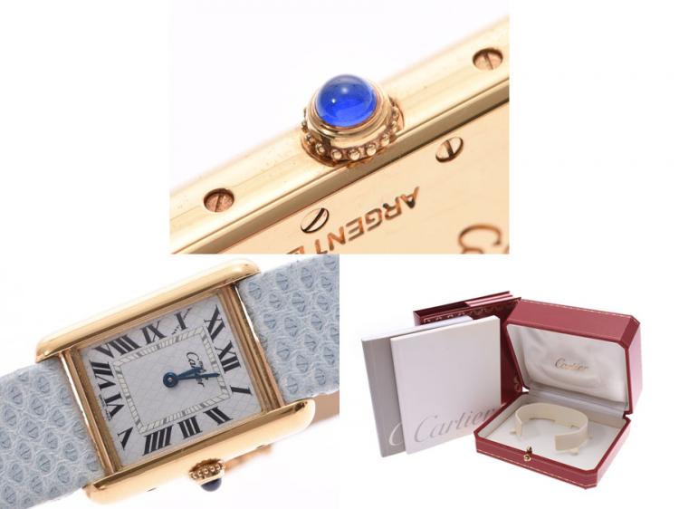 Pre Owned Cartier White Gold Tone Silver W1018587 Women's Wristwatch 21Ã28 MM
