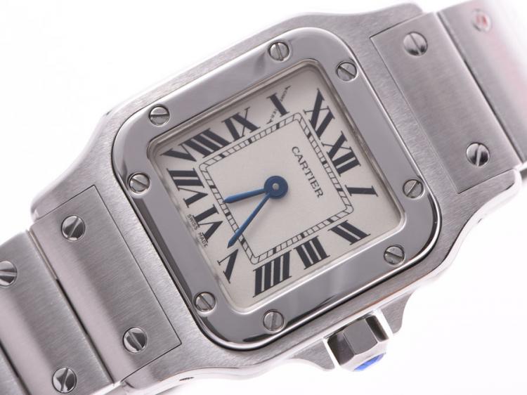 Pre Owned Cartier Ivory Stainless Steel Santos Galbee W20056D6 Women's Wristwatch 23MM