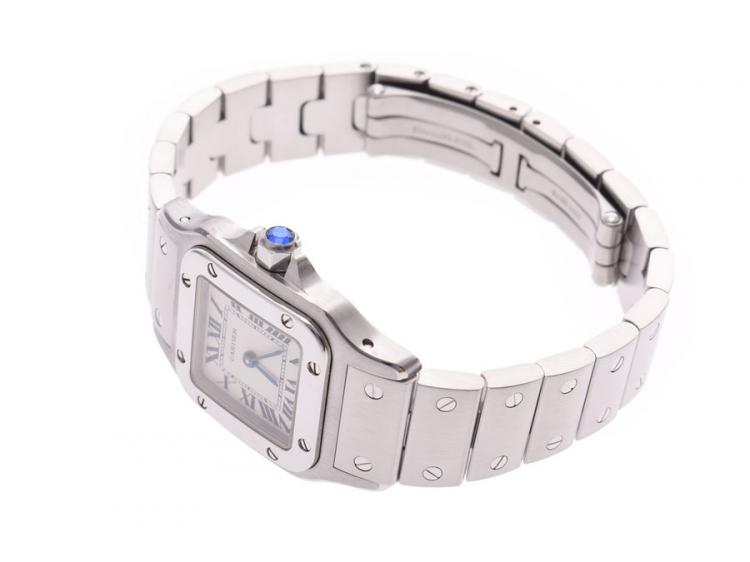 Pre Owned Cartier Ivory Stainless Steel Santos Galbee W20056D6 Women's Wristwatch 23MM