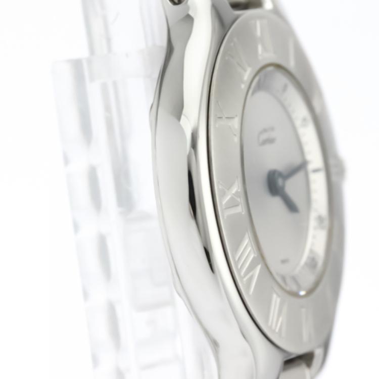 Pre Owned Cartier Silver Stainless Steel Must 21 W10109T2 Women's Wristwatch 28 MM