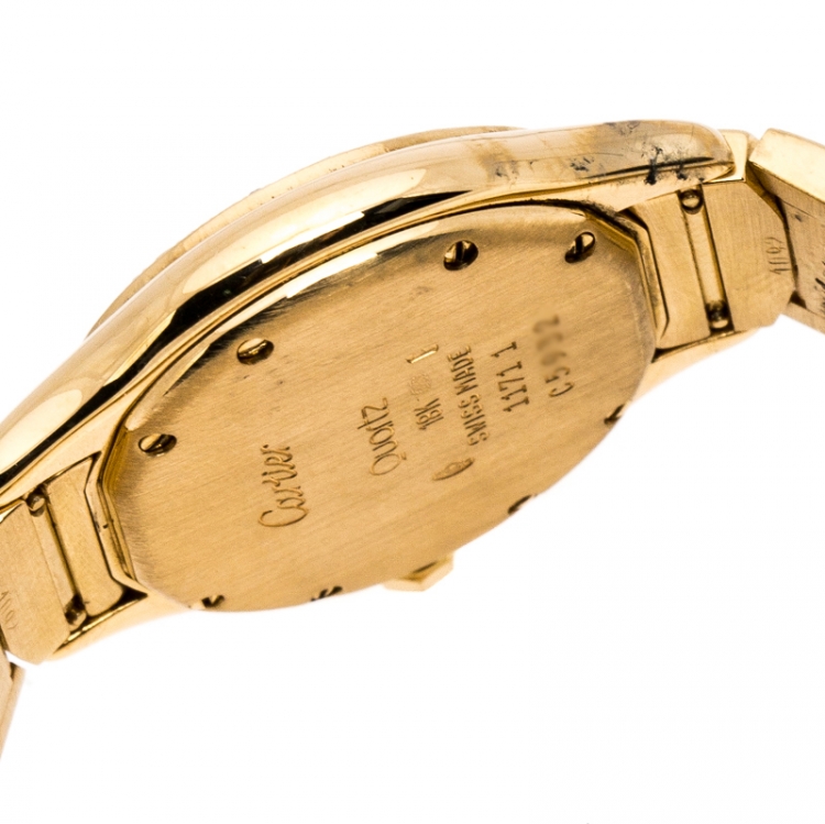 مملوكة مسبقًا Cartier Cream 18K Yellow Gold Diamonds Panthere Cougar 1171 Women's Wriswatch 26 MM