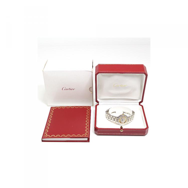 Pre Owned Cartier Silver Yellow Gold Must 21 W10073R6 Women's Wristwatch 27MM