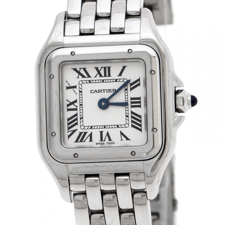 Pre Owned Cartier Panthere de Cartier White Stainless Steel Women's Wristwatch 22mm