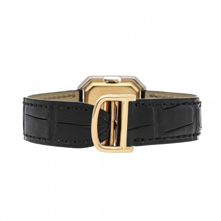 Pre Owned Cartier Silver 18K White Gold 18K Yellow Gold nd Alligator Strap Ceinture Women's Wristwatch 25MM