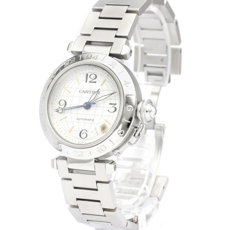 Pre Owned Cartier Silver Stainless Steel Pasha C Meridian W31029M7 Women's Wristwatch 35 MM