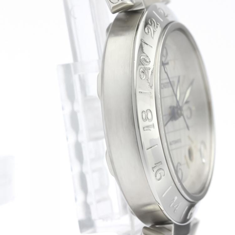 Pre Owned Cartier Silver Stainless Steel Pasha C Meridian W31029M7 Women's Wristwatch 35 MM