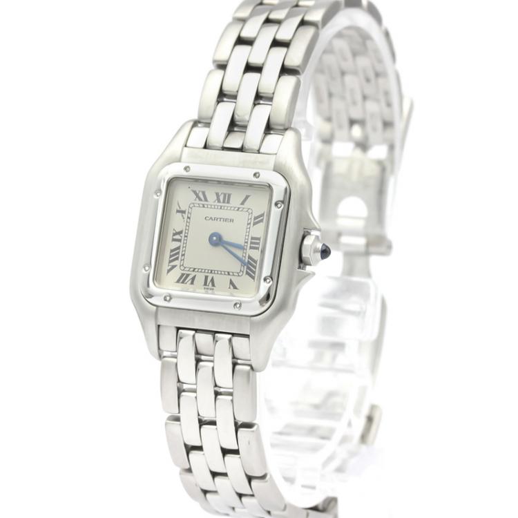 Pre Owned Cartier White Stainless Steel Panthere De Cartier W25033P5 Women's Wristwatch 22 MM