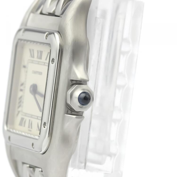 Pre Owned Cartier White Stainless Steel Panthere De Cartier W25033P5 Women's Wristwatch 22 MM
