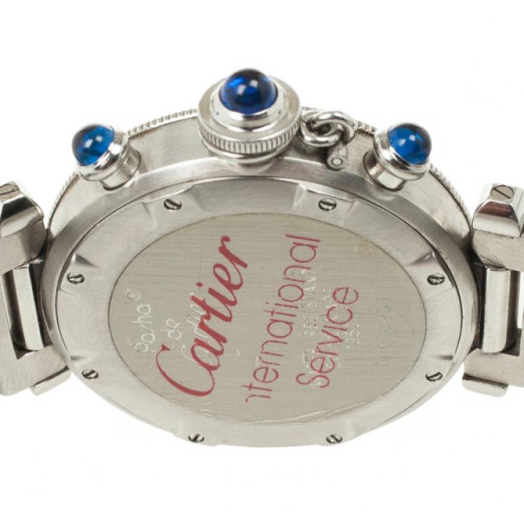 Pre Owned Cartier Pasha SS Chronograph Womens Wristwatch 35 MM