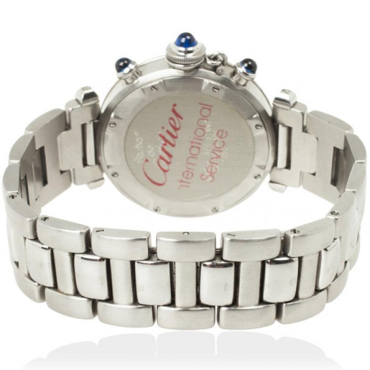 Pre Owned Cartier Pasha SS Chronograph Womens Wristwatch 35 MM