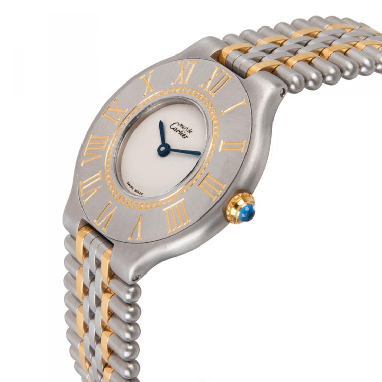 مملوكة مسبقًا Cartier Silver Gold Plated and Stainless Steel Must 21 9010 Women's Wristwatch 31MM