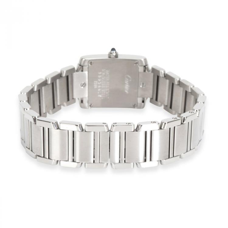 Pre Owned Cartier Silver and Stainless Steel Tank Francaise W51008Q3 Women's Wristwatch 20MM