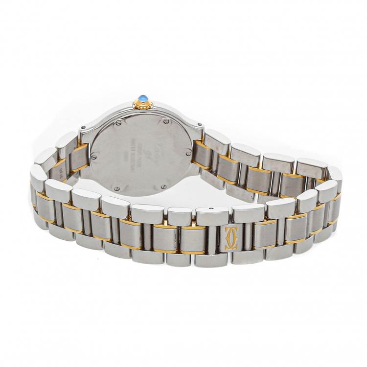مملوكة مسبقًا Cartier Silver Stainless Steel Gold Plated Must 21 W10073R6 Women's Wristwatch 28 MM