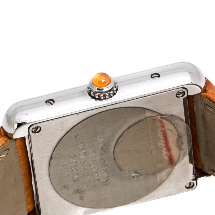 مملوكة مسبقًا Cartier Orange Stainless Steel Tank Solo 2716 Women's Wristwatch 24 mm