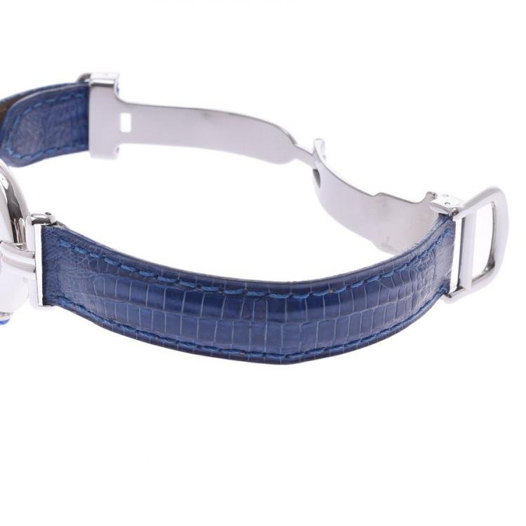 Pre Owned Cartier White Sterling Silver Must De Cartier Colisee Women's Wristwatch 24 MM