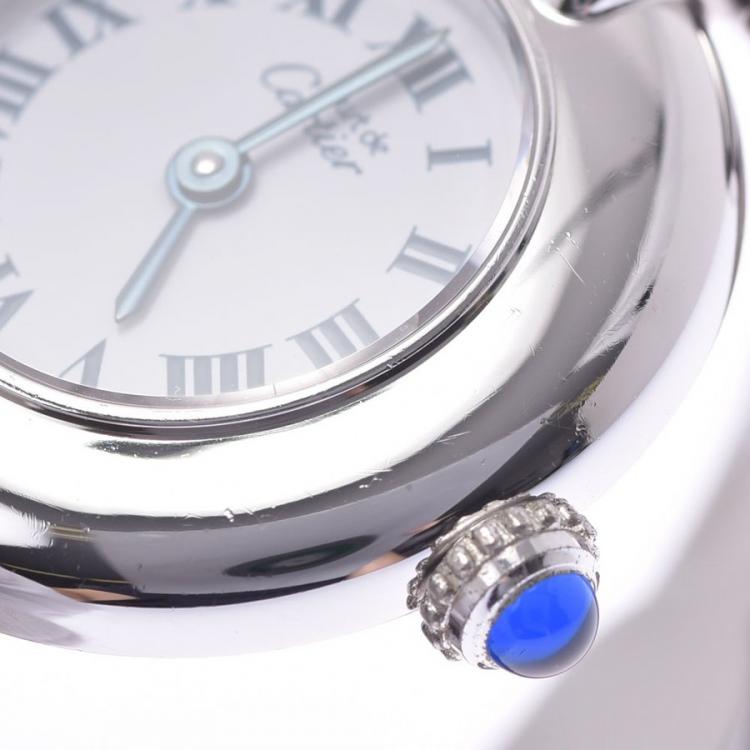 Pre Owned Cartier White Sterling Silver Must De Cartier Colisee Women's Wristwatch 24 MM