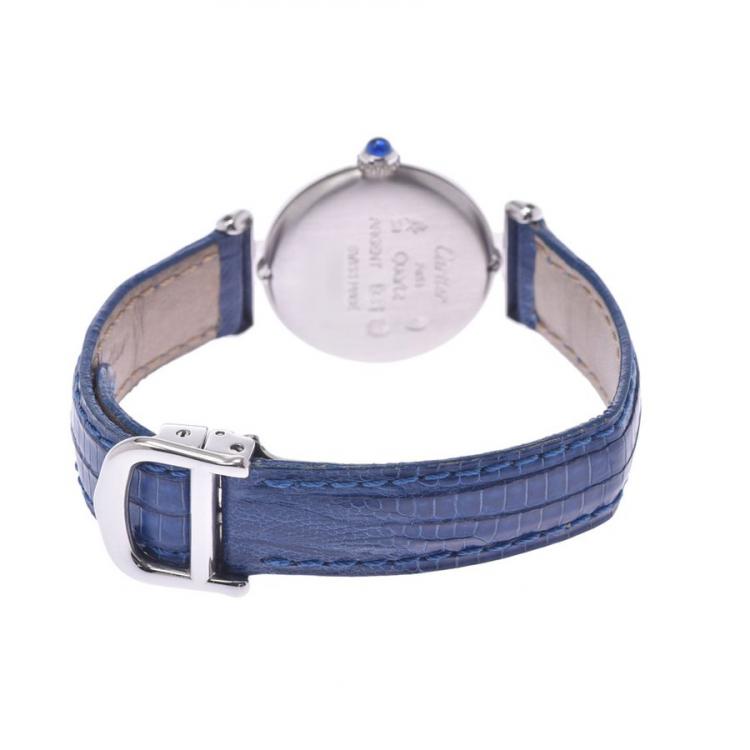 Pre Owned Cartier White Sterling Silver Must De Cartier Colisee Women's Wristwatch 24 MM