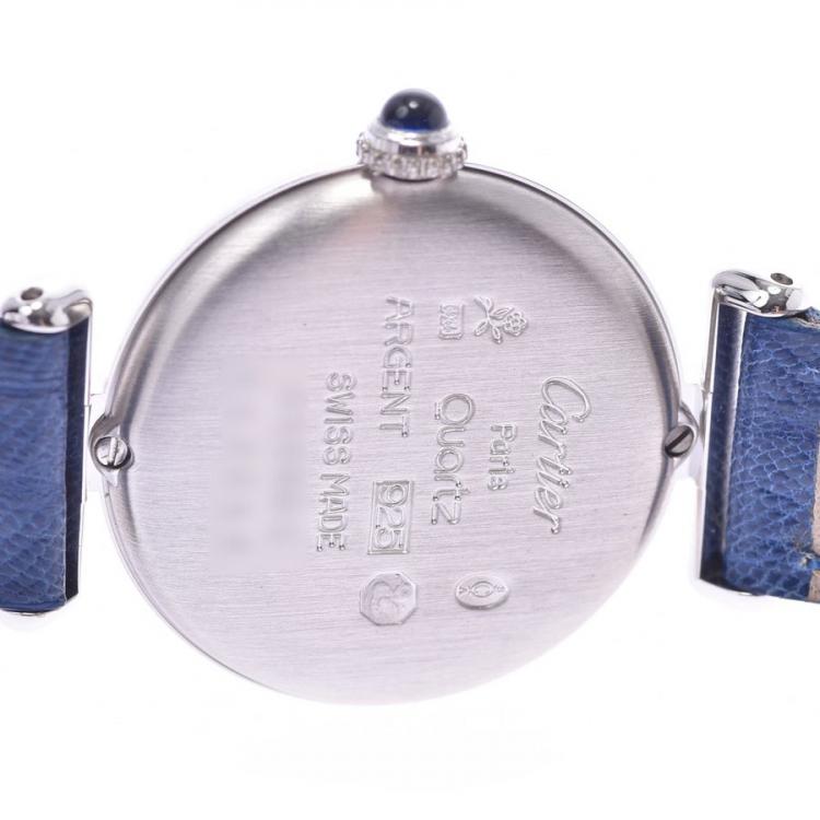 Pre Owned Cartier White Sterling Silver Must De Cartier Colisee Women's Wristwatch 24 MM