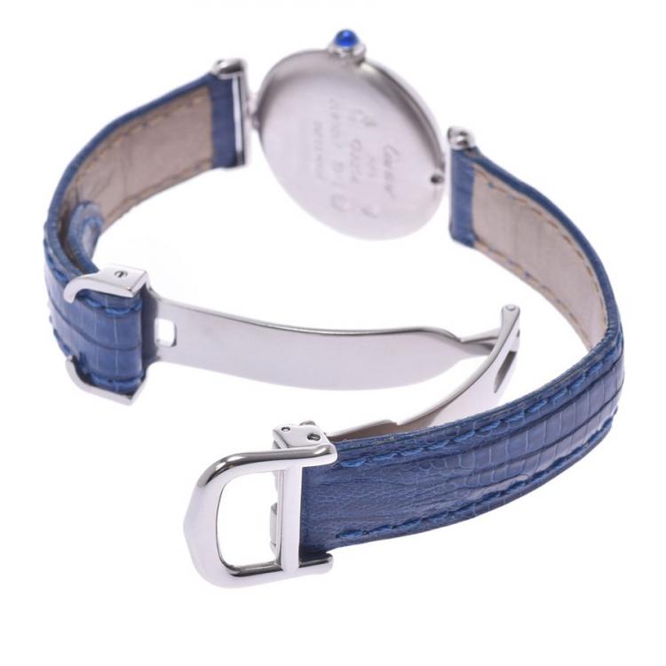 Pre Owned Cartier White Sterling Silver Must De Cartier Colisee Women's Wristwatch 24 MM