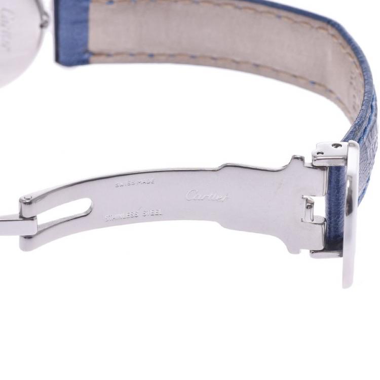 Pre Owned Cartier White Sterling Silver Must De Cartier Colisee Women's Wristwatch 24 MM