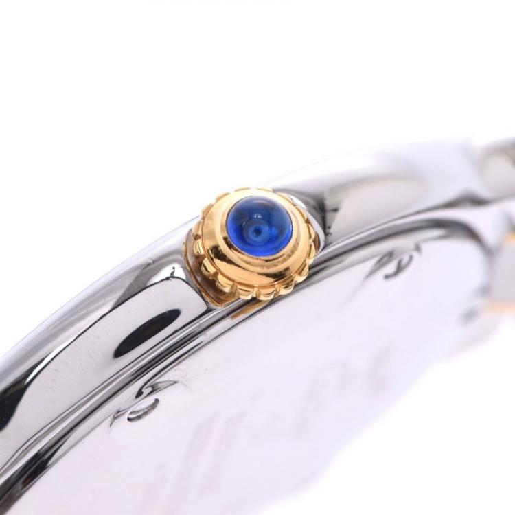 Pre Owned Cartier Silver Stainless Steel Gold Plated Must 21 W10073R6 Women's Wristwatch 25 MM
