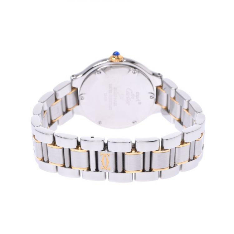 Pre Owned Cartier Silver Stainless Steel Gold Plated Must 21 W10073R6 Women's Wristwatch 25 MM