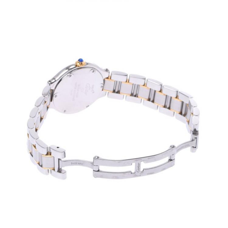 Pre Owned Cartier Silver Stainless Steel Gold Plated Must 21 W10073R6 Women's Wristwatch 25 MM