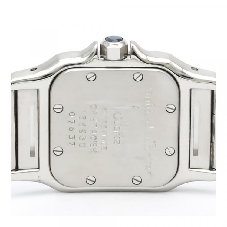 Pre Owned Cartier Silver 18K Yellow Gold And Stainless Steel Santos Galbee Quartz 166930 Women's Wristwatch 24 MM