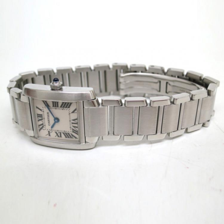 مملوكة مسبقًا Cartier Tank Francaise Wristwatch SS White Silver Ladies