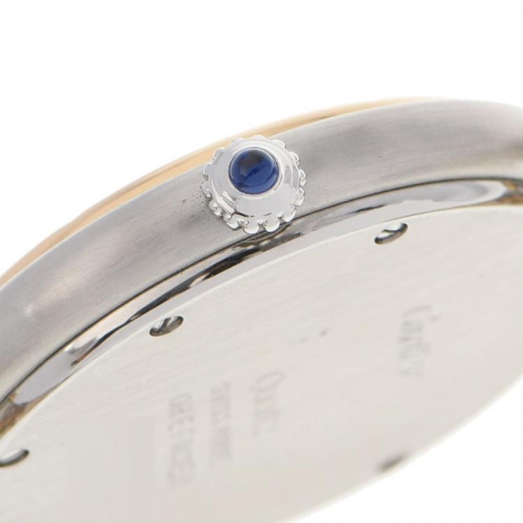 Pre Owned Cartier White 18k Yellow Gold And Stainless Steel Panthere Cougar Quartz Women's Wristwatch 30 mm