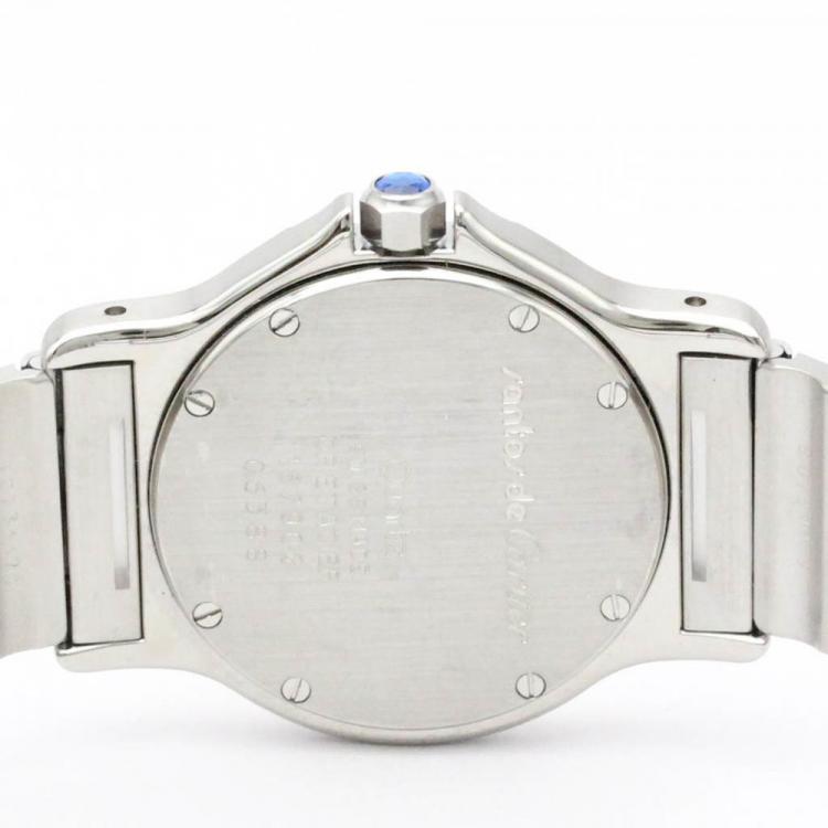 Pre Owned Cartier Silver 18k Yellow Gold And Stainless Steel Santos Octagon 187902 Quartz Women's Wristwatch 29 mm